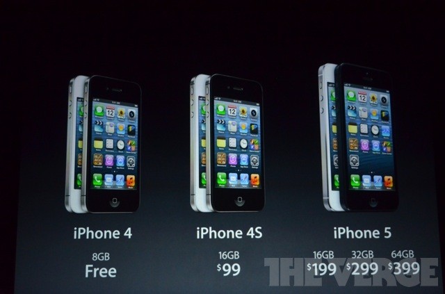 Gi&aacute; cả c&aacute;c d&ograve;ng iPhone 4/4S sau khi iPhone 5 ra mắt - Ảnh: Internet