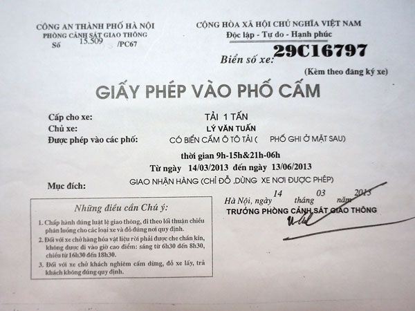 Xe 1 tấn cũng phải giấy ph&eacute;p